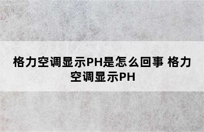 格力空调显示PH是怎么回事 格力空调显示PH